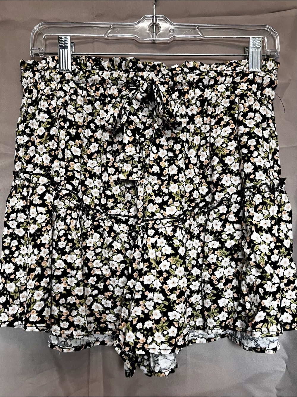 ILLA ILLA Black Floral Skort with White and Green Accents